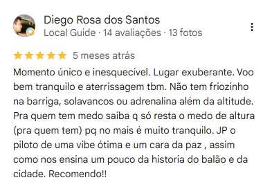 Avaliação de Diego Rosa dos Santos no Google