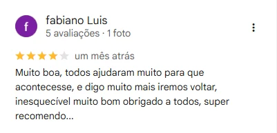 Avaliação de Fabiano Luis no Google