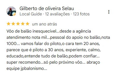 Avaliação de Gilberto de Oliveira Selau no Google