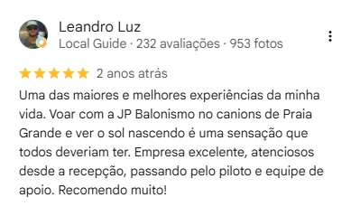 Avaliação de Leandro Luz no Google