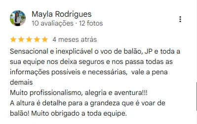 Avaliação de Mayla Rodrigues no Google
