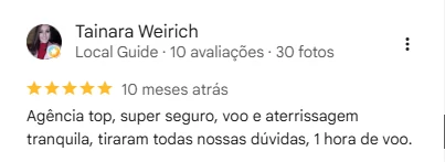 Avaliação de Tainara Weirich no Google