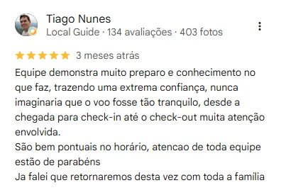 Avaliação de Tiago Nunes no Google